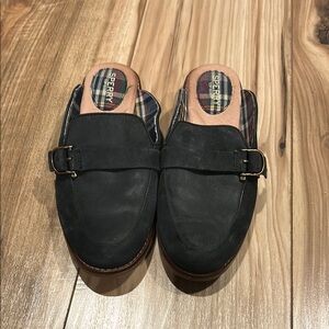 Sperry Black Suede Buckle Loafers
